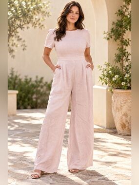 Anthropologie Mod Ref Blush Short Sleeve Jumpsuit